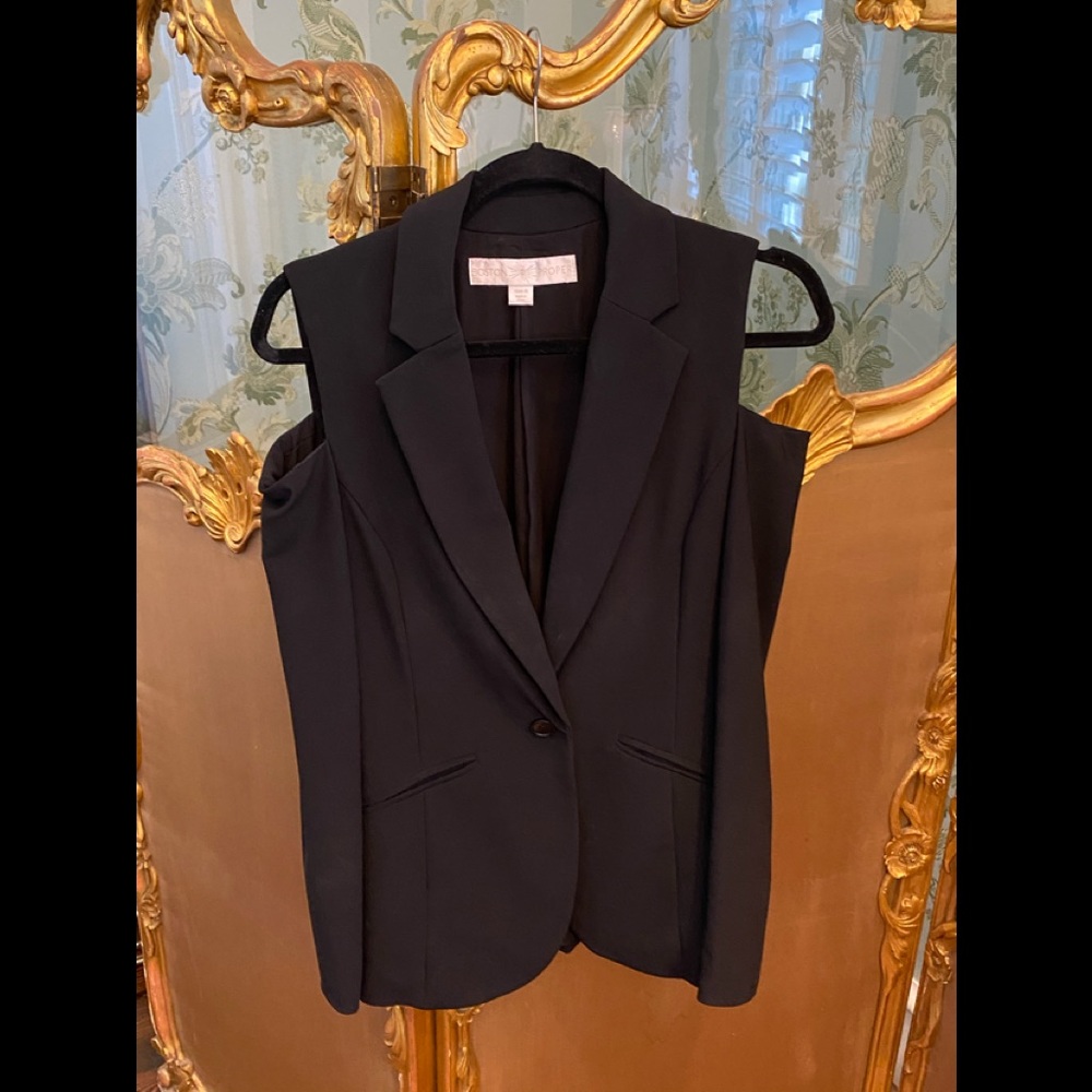 Boston Proper Black Ponte Travel Jacket; Size 8